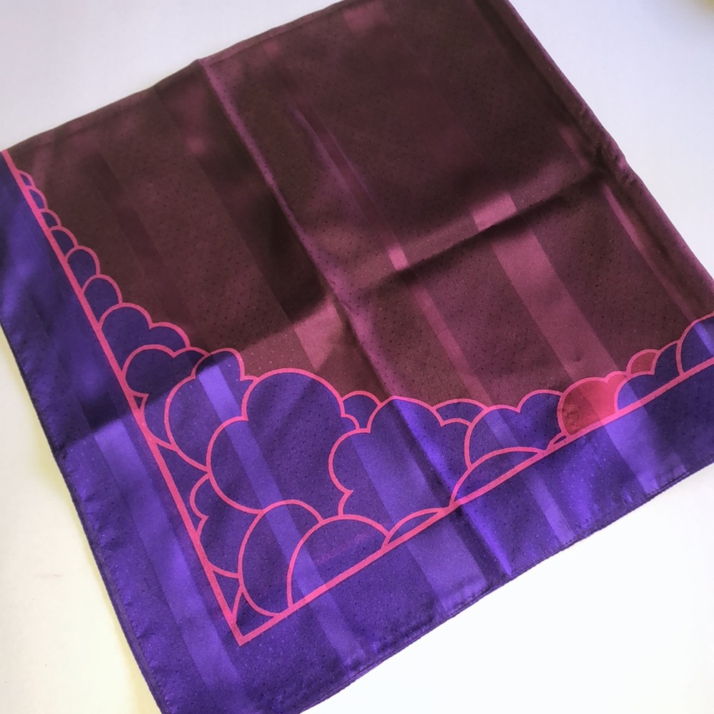 Vibrant Pink & Purple Cloud Print Silk Scarf - Picture 3 of 4